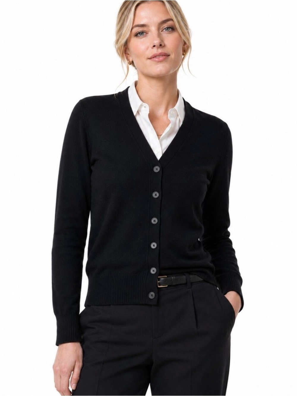 J. Crew Women's Cashmere Wool Blend Cardigan Size XS Black Button Front